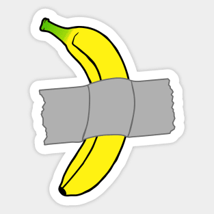 taped banana art on blue Sticker